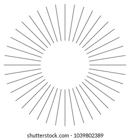 Black radial, radiating lines element on white