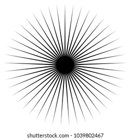 Black radial, radiating lines element on white