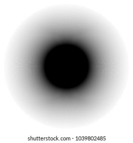 Black radial, radiating lines element on white