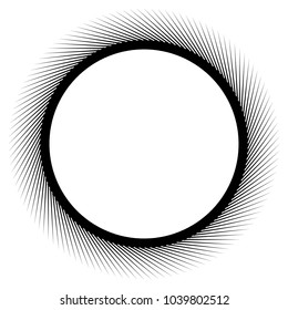Black radial, radiating lines element on white