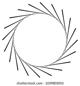 Black radial, radiating lines element on white