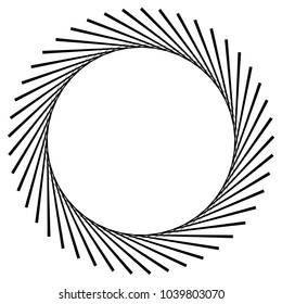 Black radial, radiating lines element on white