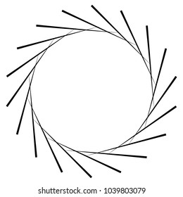 Black radial, radiating lines element on white