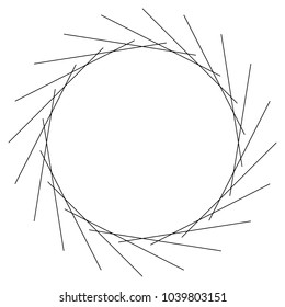 Black radial, radiating lines element on white
