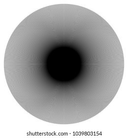 Black radial, radiating lines element on white