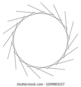 Black radial, radiating lines element on white