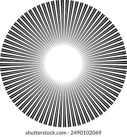 Radial negro, elemento de líneas radiantes en el arte blanco eps 10.