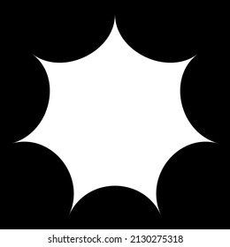 Black radial starburst, sunburst-like element, design shape vector