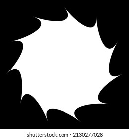Black radial starburst, sunburst-like element, design shape vector