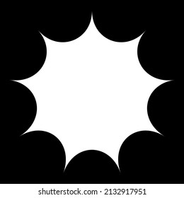 Black radial starburst, sunburst-like element, design shape vector