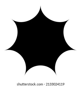Black radial starburst, sunburst-like element, design shape vector