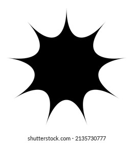 Black radial starburst, sunburst-like element, design shape vector