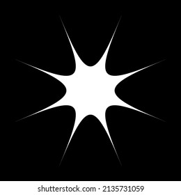 Black radial starburst, sunburst-like element, design shape vector