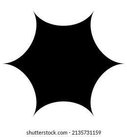 Black radial starburst, sunburst-like element, design shape vector