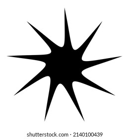 Black radial starburst, sunburst-like element, design shape vector