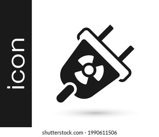 Schwarze Radiation elektrische Steckdose Symbol einzeln auf weißem Hintergrund. Kernenergie.  Vektorgrafik