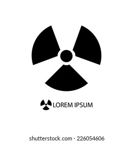 Black radiation sign as logo on white background with copyspace