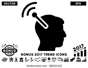 Black Radio Neural Interface pictogram with bonus 2017 year trend pictograph collection. Vector illustration style is flat iconic symbols, white background.