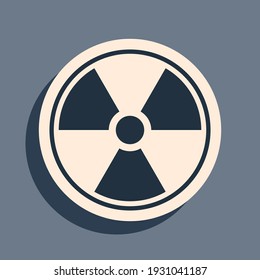 Black Radioactive icon isolated on grey background. Radioactive toxic symbol. Radiation Hazard sign. Long shadow style. Vector Illustration