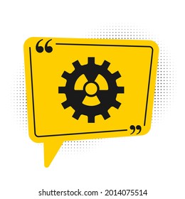 Black Radioactive icon isolated on white background. Radioactive toxic symbol. Radiation hazard sign. Yellow speech bubble symbol. Vector