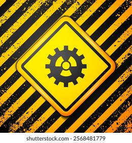 Black Radioactive icon isolated on yellow background. Radioactive toxic symbol. Radiation hazard sign. Warning sign. Vector