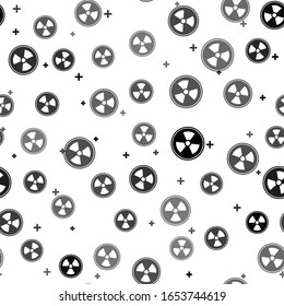 Black Radioactive icon isolated seamless pattern on white background. Radioactive toxic symbol. Radiation Hazard sign.  Vector Illustration