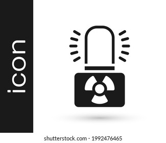 Black Radioactive warning lamp icon isolated on white background.  Vector