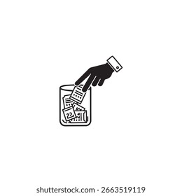 Black Raffle icon. Choosing random numbered ticket. Prize giveaway. Vector icon isolated on white background.

