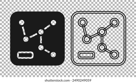 Black Railway map icon isolated on transparent background.  Vector