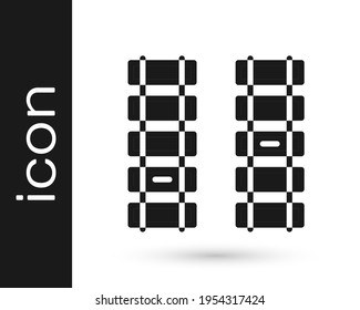 Black Railway, railroad track icon isolated on white background.  Vector