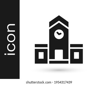 Black Railway station icon isolated on white background.  Vector