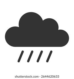Black Rain Cloud Icon in Pictogram Style on White Background