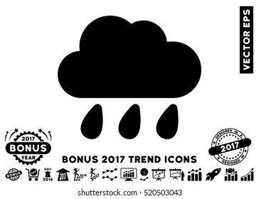 Black Rain Cloud pictograph with bonus 2017 year trend pictures. Vector illustration style is flat iconic symbols, white background.