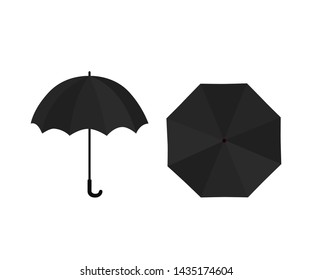 Black rain umbrella isolated on white background. Vector illustration