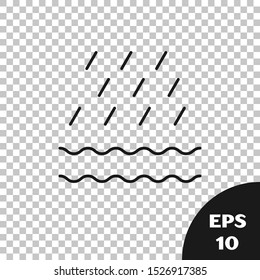 Black Rain and waves icon isolated on transparent background. Rain cloud precipitation with rain drops. Vector Illustration Black Rain and waves icon isolated on transparent background. Rain cloud precipitation with rain drops. Vector Illustration