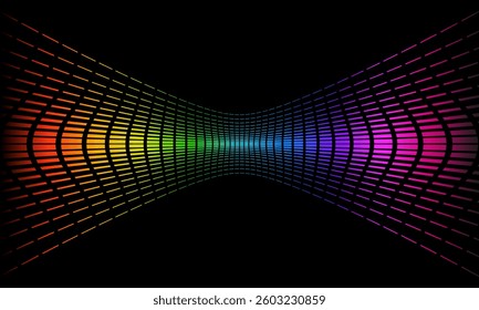 Black and rainbow abstract background with squares, rectangles, stripe pattern, modern geometric pattern, gradient. Chart shape	
