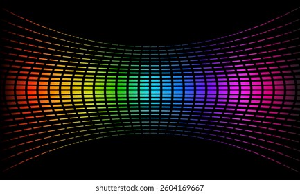 Black and rainbow abstract background with squares, rectangles, stripe pattern, modern geometric pattern, gradient. Chart shape