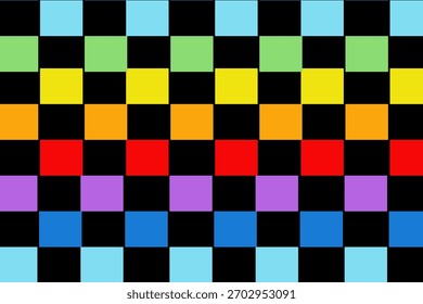 Chequerboard preto e arco-íris. Padrão ombré vetor sem costura adequado para a moda, decoração de casa e estacionário.