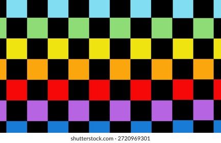 Chequerboard preto e arco-íris. Padrão ombré vetor sem costura adequado para a moda, decoração de casa e estacionário.