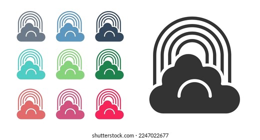 Black Rainbow with cloud icon isolated on white background. Set icons colorful. Vector
