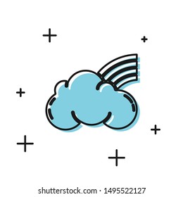 Black Rainbow with clouds icon isolated on white background.  Vector Illustration