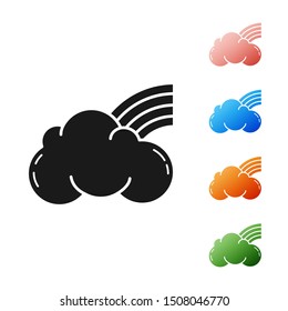 Black Rainbow with clouds icon isolated on white background. Set icons colorful. Vector Illustration