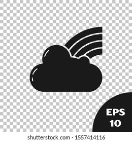 Black Rainbow with clouds icon isolated on transparent background.  Vector Illustration