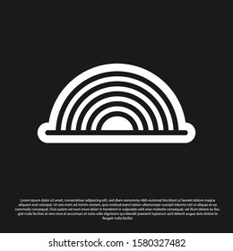 Black Rainbow with clouds icon isolated on black background.  Vector Illustration