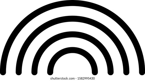 Black Rainbow with clouds icon isolated on white background.  Vector Illustration