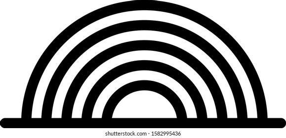 Black Rainbow with clouds icon isolated on white background.  Vector Illustration