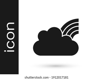 Black Rainbow with clouds icon isolated on white background.  Vector