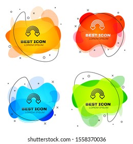 Black Rainbow with heart icon isolated on white background. Set abstract banner with liquid shapes. Vector Illustration