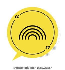Black Rainbow icon isolated on white background. Yellow speech bubble symbol. Vector Illustration