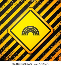 Black Rainbow icon isolated on yellow background. Warning sign. Vector
